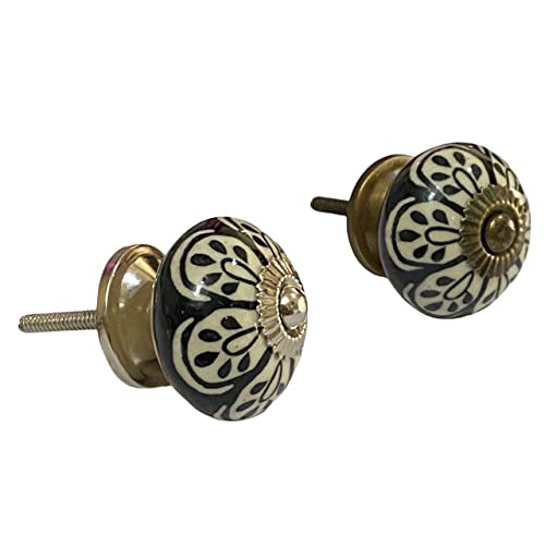 Image of Ceramic Door Knobs - Gold Antique Finish (Size 1.75 INCH, Pack of 6)