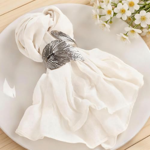 Image of MLMC 24 Pack Cheesecloth Napkins Wedding Napkins 21 inchx21 inch Boho Reusable Napkins in Bulk for Wedding Bridal Baby Shower Events Table Decor Ivory White