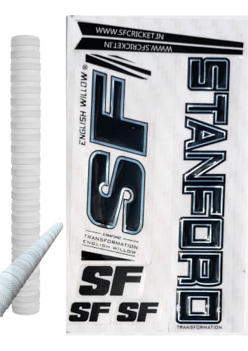 Image of Cottontail Cricket Bat Sticker & Grip Combo English Willow 3D Embossed | Protection Accessories Scuff tape Ring Chevron Grip SFTANDRSF