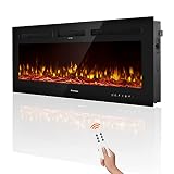 ifomaps 60 Inch Electric Fireplace Wall Mounted, Wall Fireplace Inserts Heater, Recessed & Free Stan