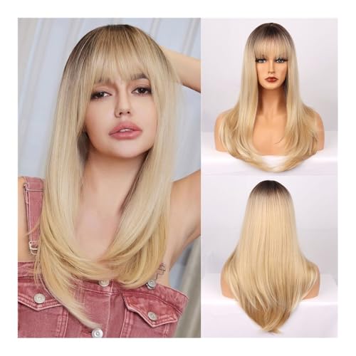 Perruque cheveux humains de qualité supérieure avec longs cheveux raides