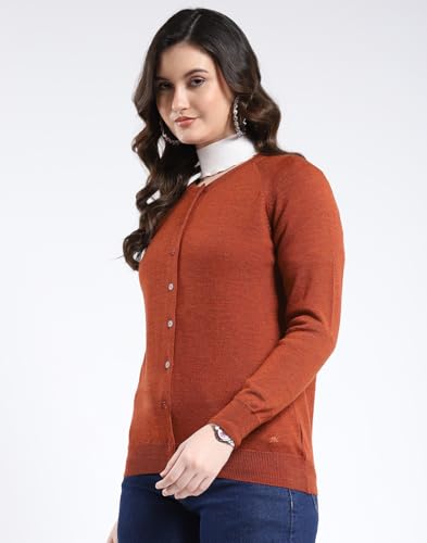 Image of Monte Carlo Women Regular Fit Full Sleeve Solid Round Neck Winter Cardigan (Pack of 1)