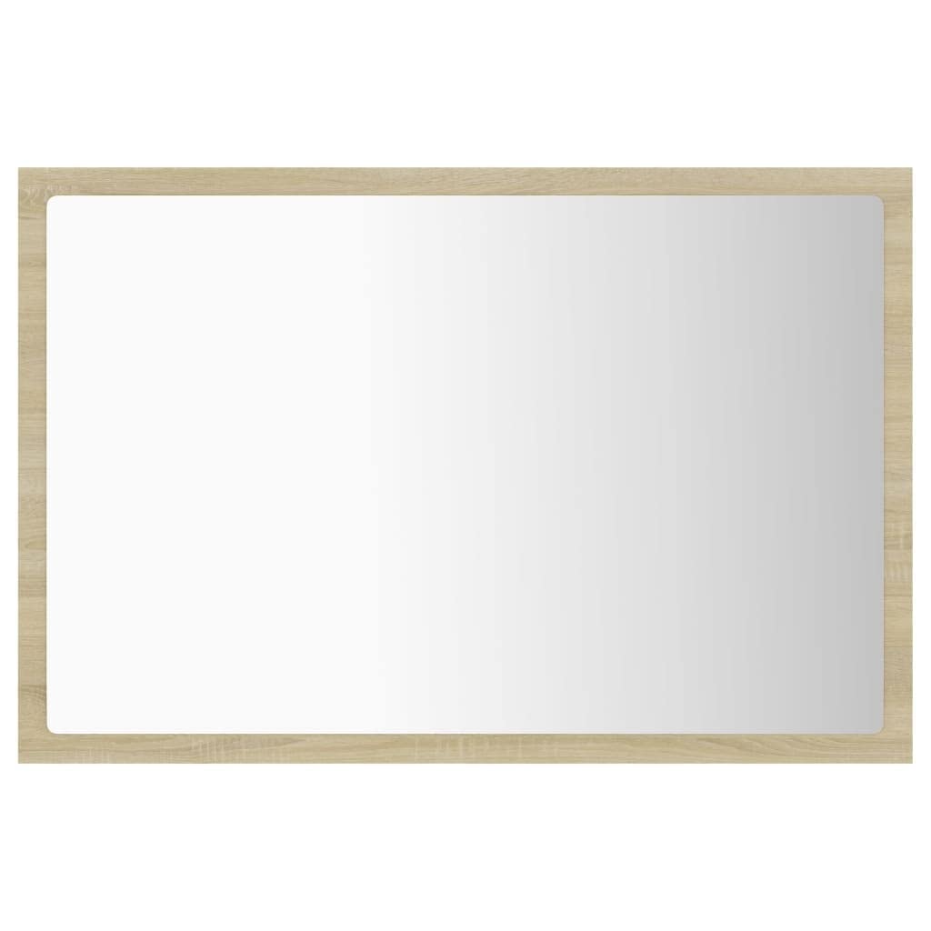 Lustro łazienkowe LED, dąb Sonoma, 60 x 8,5 x 37 cm, akryl z lampą RGB, montaż ścienny do umywalki i umywalki, mebel łazienkowy akcent do łazienki WC, wiszące lub poziome