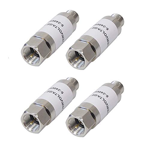 Sat Überspannungsschutz 4x Blitzschutz Sat-Anlage Kabel DVB-T F Kupplung Stecker Anschluss Schutzadapter für Koaxialkabel Satelliten Anlagen Antennen