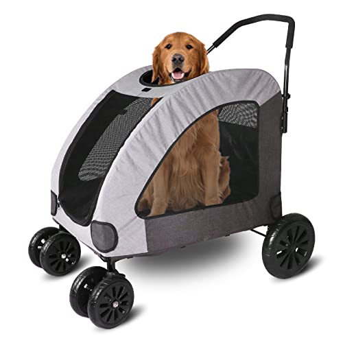 Petbobi Dog Stroller for Large Dogs, Breathable Large Space, Waterproof Oxford Cloth & Storage Bag, Detachable Foldingā¦