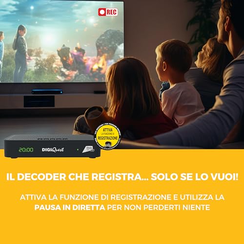 DIGIQUEST Tivùsat Maximo Combo Receiver | DVB-S2 und DVB-T2 | 2in1 Fernbedienung | Tivùsat Smartcard inklusive | Aufnahmefunktion zuschaltbar | schwarz