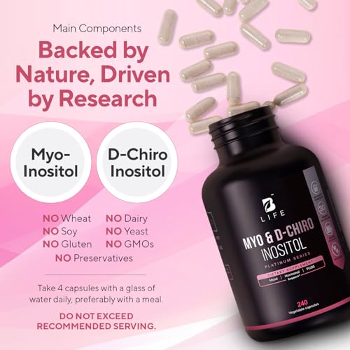 B Life Company Myo-Inositol & D-Chiro 40:1 for Women | Inositol Supplement for Women | PCOS & Hormone Balance, Fertility & Cycle | Vitamin B8, Insulin & Flo Ovarian Support | 240 Caps