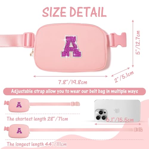 Image of 6-12 Year Old Girl Gifts: Personalized Birthday Gift for Her Sister or Daughter, Initial Crossbody Bag Fanny Pack Purse, Trendy Preppy Style (Light Pink-A)