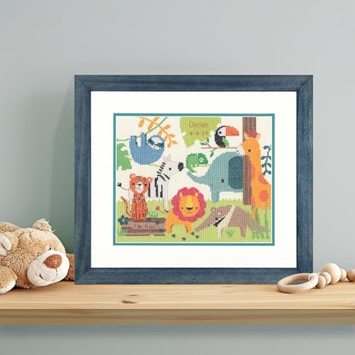 Dimensions Summer Pattern Counted Cross Stitch Kit, 14" x 14", 14 Cnt. Navy Aida 4 Piece