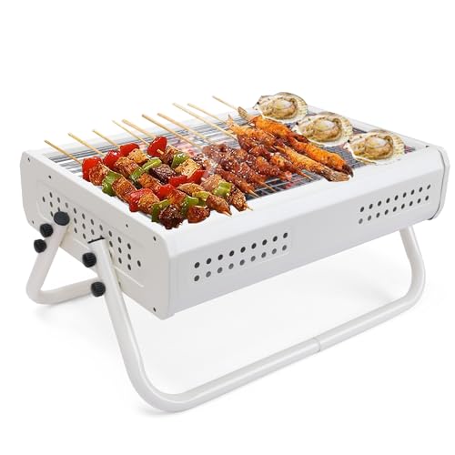 Neloheac Barbacoa De Carbón Portatil Con Mango, Barbacoa De Carbon Pequeña Ligero, Barbacoa De Mesa Para 2-4 Personas Exterior Camping Jardin Bbq