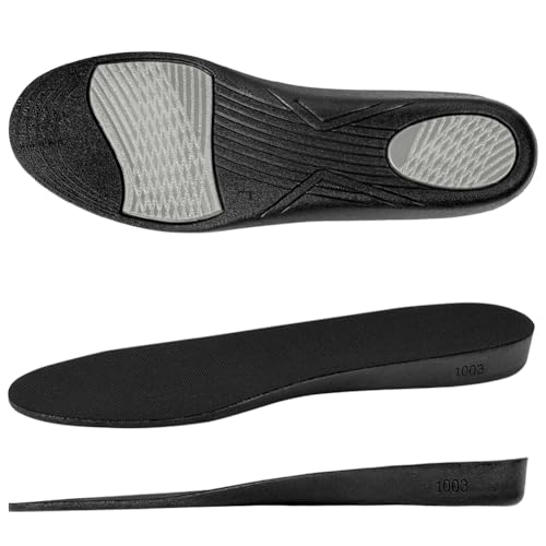 ABOHU Gel Height Increase Insoles 1 Pairs Invisible Lift Inserts Breathable Elastic Shock Absorption Cushion Sports Replacement Insert Elevator Shoe Insoles for Men and Women (UK Size 6.5-9) Black