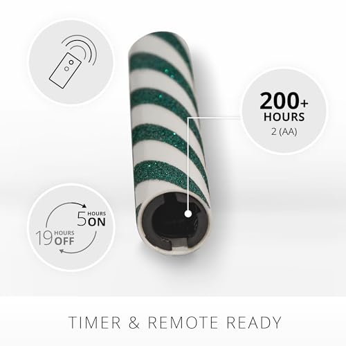 Image of Luminara - Flameless Battery Operated Taper Candle - Candy Cane Green- Pack of 2-1x9.75 - LED Flickering Flame- Realistic Safe for Home Kids and Pets