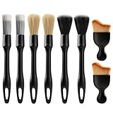 8PCS Car Detailing Brush Set, Ultra Soft Boars Hair Car Interior Detailing Brushes, Premium Car Wash Brush Kit for Professional Results ﻿Car Duster Interior or Exterior, Car Accessories Interior Tools