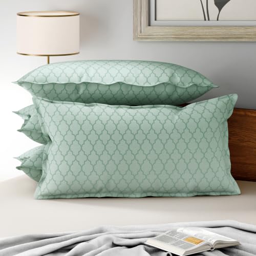 Image of Wakefit 100% Cotton Pillow Cover Set of 4 | 200 TC Soft & Breathable Pillow Cases | King Size 19 x 36 Inch | Skin Friendly, Durable & Gentle Machine Washable | Booke