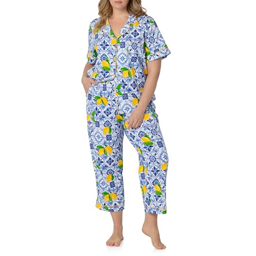 Image of Bed Head PJs Womens Matching Pajamas - Soft Organic Cotton Button Down PJ Shirt & Cropped Pants Set - Loungewear & Sleepwear