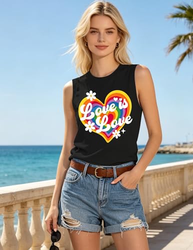 Image of 4th of July Floral American Flag Tank Top for Women Patriotic Sleeveless Apparel