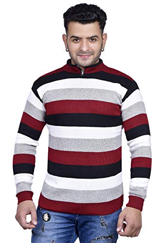 BLUSHH COLLECTION Multicolor Men’s Striped Pattern Winter Sweatshirt (Pack of 1)
