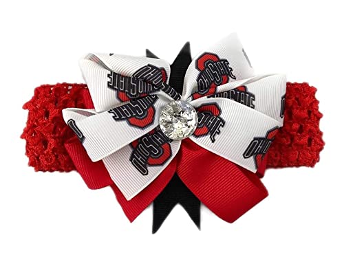 Image of Ohio State Baby Girl Boutique Bow Crocheted Headband