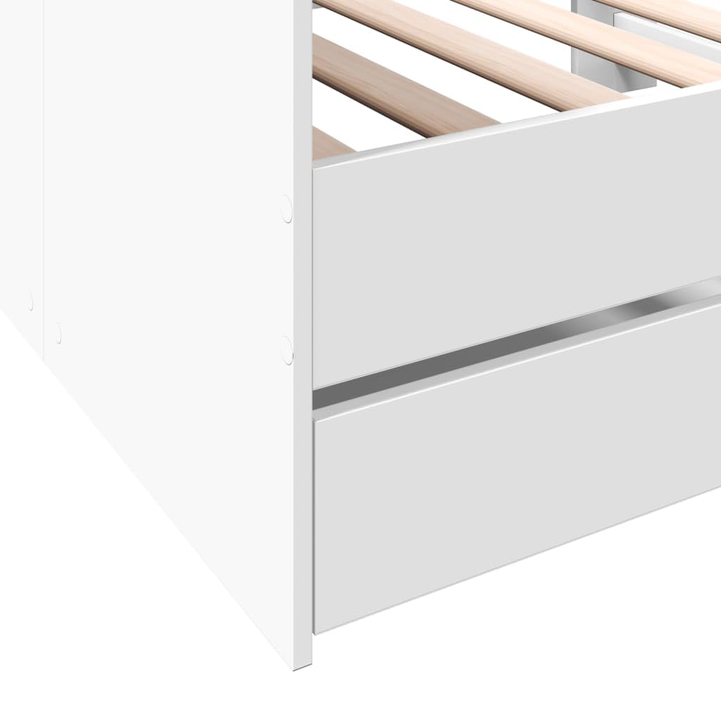 Modernes Tagbett aus Eichenholz mit Stauraumschubladen Massiv- und Holzwerkstoff Stylisches multifunktionales Loungemöbel Weiß,100 x 200 cm
