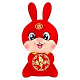 JHkim 2023 Chinese New Year Rabbit Mascot Zodiac Bunny Plush Stuffed Animals Lunar New Year Decorati