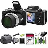 MINOLTA MN53Z 16 MP / 1080P FHD Bridge Digital Camera w/53x Optical Zoom (Black) Bundle with 32GB Memory Card + Camara Bag + Cleaning Kit + Vlogging Tripod + Accessories
