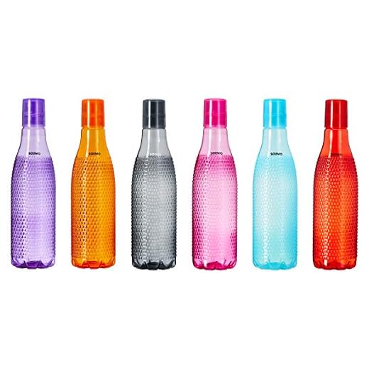Amazon Brand - Solimo Plastic Fridge Bottle Set (6 pieces, 1L, Checkered pattern, Multicolour)