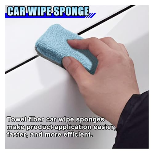 Image of 12PCS Ceramic Coating Applicator Sponge, 4.13'' x 1.84'' Microfiber Car Detailing Applicator Pad, Rectangular Car Foam Cleaning Pad, Auto Polishing Pad for Wax, Paint, Sealant (Blue)