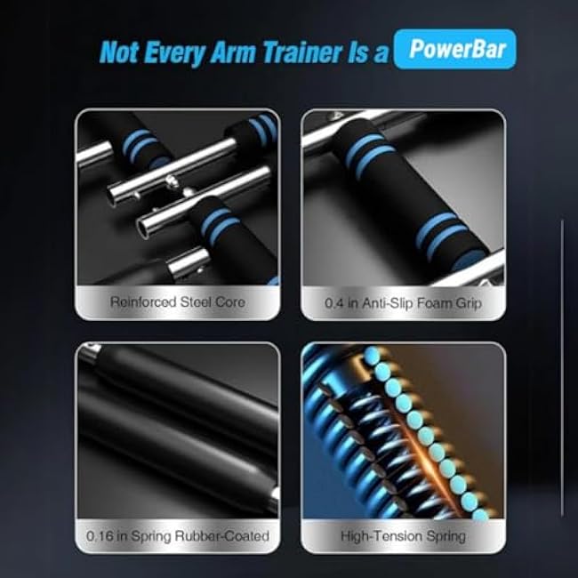 Techlypro Power Bar, 40-100lb Adjustable Techly Pro Twister Arm Trainer, Portable Detachable Resistance-Based Home Fitness Equipment for Shoulder & Arm & Chest Muscle Training