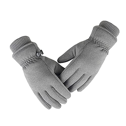Gants de ski pour homme anti-vent et antidérapants en velours gris