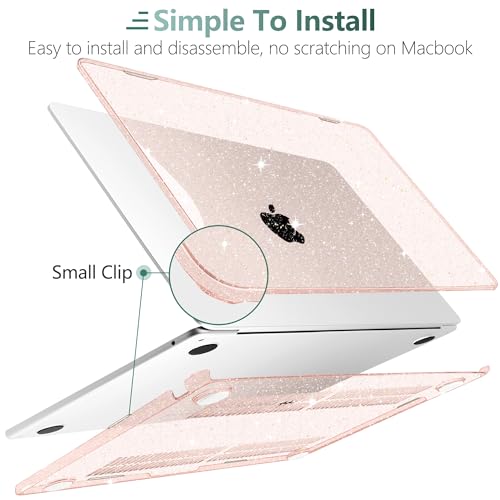 Image of DONGKE Compatible with M3 MacBook Air 13.6 inch Case 2024 2023 2022 Release A3113 A2681 M2 with Touch ID, Glitter Bling Plastic Hard Shell Case with Keyboard Cover & Screen Protector, Starlight