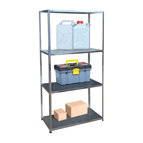 Relaxdays 2 x étagères Lourdes, Acier galvanisé, H x L x P 180 x 90 x 40 cm, 160 kg, 4 Niveaux, Cave et Garage, argenté