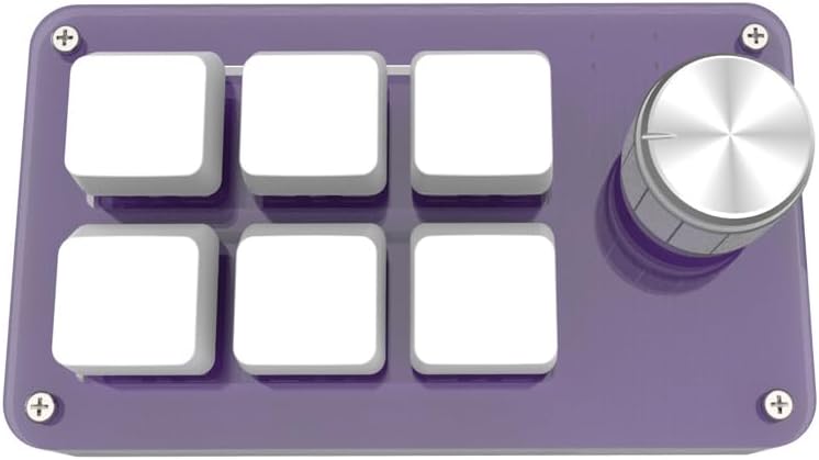 USB Mini 6-Key Keypad, Multifunctional Programmable Mechanical Gaming Keypad with Knob, One-Handed Macro Keyboard, Plug and Play, for Office Game Music Media Industrial Control