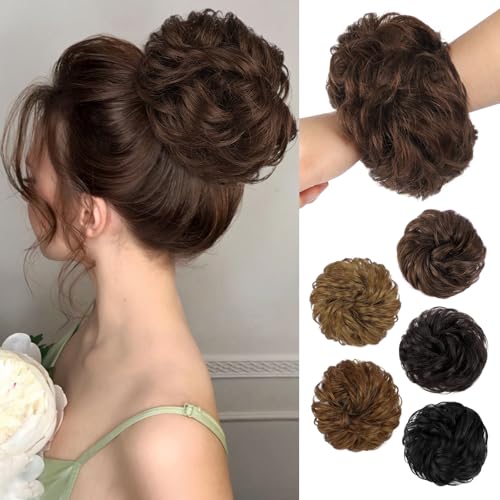 HMD 100% Human Hair Messy Bun Hair Piece Curly Hair Bun for Women
