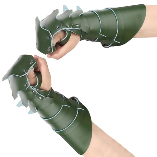 PENINSULA LOVE Medieval Leather Gauntlets Arm Guard Knight Bracer Arm Armor Cuff for Men Women LARP Viking Halloween Cosplay