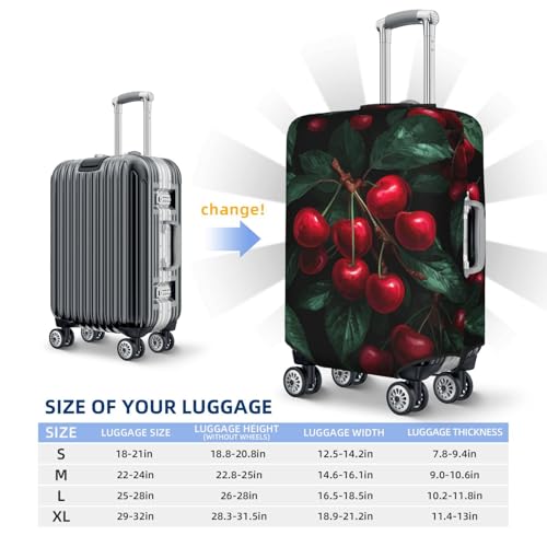 Cherry Fruit Pattern Elastic Travel Luggage Covers Dustproof Scratch-Resistant Suitcase Protector Fit 22-24 Inch4