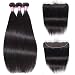 YUZHU Peruvian Straight Human Hair Bundles with Frontal 24" 26" 28"+20" Peruvian Straight Hair 13x4 Ear to Ear Lace Frontal with Bundles Unprocessed Virgin Human Hair Extension Natural Color