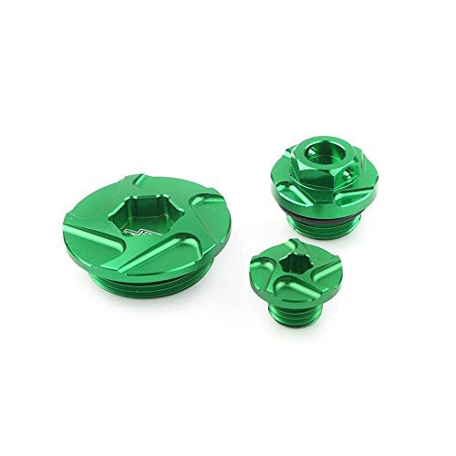 Three T Green 3PCS Motorbike Dirt Bikes Aluminum Engine Timing Oil Filter Plugs Bolts Fit for Kawasaki KX250F KX450F 2011-2018, KLX450R 2008-2015 - Thumbnail 7