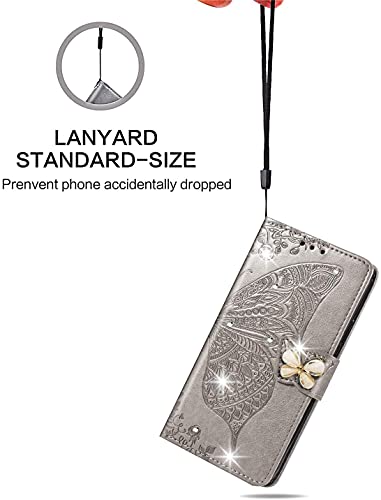 CCSmall Capa tipo carteira Motorola Moto G Power 2021, Kawaii, 3D, borboleta, em relevo, fina, couro