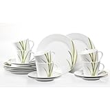 Material: Porzellan Ritzenhoff & Breker Aveda Kaffeeset, Kaffee, Service, Weiß/ Grün, Gras, Porzellan, 18-tlg