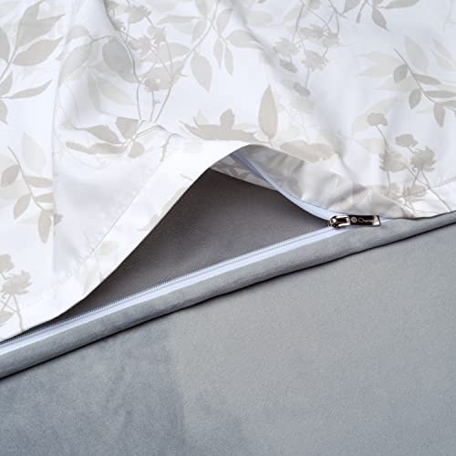 Chanasya FOLIAGE-SAGE-TWIN Premium 3-Piece Reversible Ultra Soft Brushed Microfiber Velvet Bedding Comforter Duvet Cover Set - Sage White Green Foliage Leaves Print thumb #3