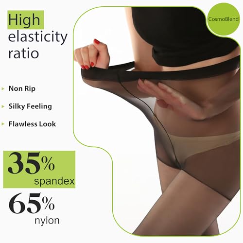 Image of 2PCS Women's Sheer Tights, 15D ultra-thin Rip Resistant Pantyhose Nude /black Indestructible stockings