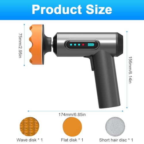 HIULLEN Cordless Car Polisher, Cordless Car Buffer Polisher, Car Buffer Polisher Machine, 20000 RPM Speed, 3 Polishing Pads, for Car Care Clean Detailing Polishing Waxing (Basic Type) 7 HIULLEN Cordless Car Polisher, Cordless Car Buffer Polisher, Car Buffer Polisher Machine, 20000 RPM Speed, 3 Polishing Pads, for Car Care Clean Detailing Polishing Waxing (Basic Type) - Image 7