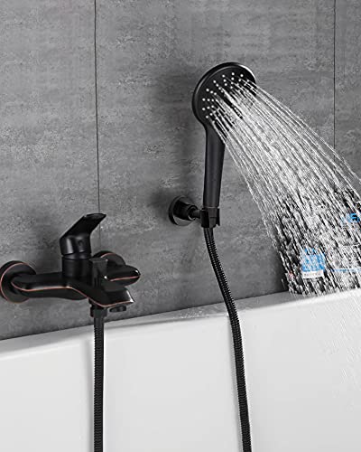 PHASAT Shower Head Holder Wall Mount SUS304 Stainless Steel Shower Wand Holder,Adjustable Handheld Shower Head Bracket Holder Matte Black,A13021B