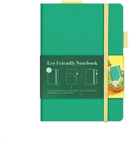 Apple Skin Rounded Corners Notebook with Clear Pocket and Pen Loop, A4 Size, Green