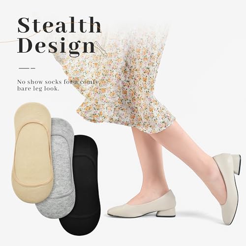 Image of RYI 6 Pairs Cotton Ultra No Show Socks Womens - Non Slip, Loafer Socks For Flats