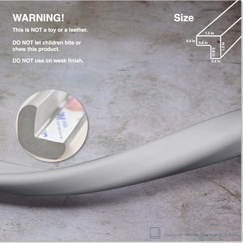 Image of Roving Cove HeftyFit Edge Protector for Baby Proofing (6ft Large Edge Only), Heavy-Duty Soft Furniture Edge Bumper Guards, Desk Edge Cushion, Wall Corner Covers, 3M Adhesive, Stone Grey