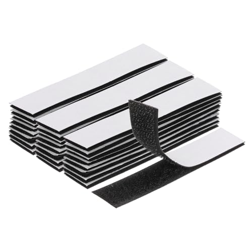 Image of HARFINGTON 36set Hook and Loop Strips with Adhesive 0.6 inchx4 inch Double Sided Hook and Loop Tape Nylon Self Sticky Fastener for Home Office Car, Black