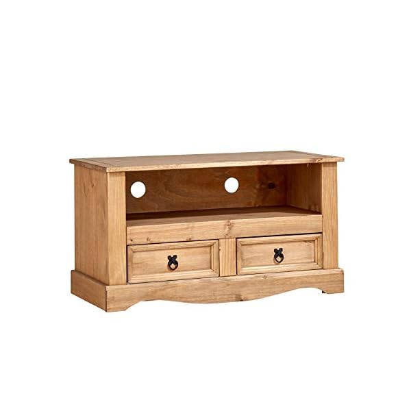 Home Source TV Stand Entertainment Unit Solid 2 Drawer Corona Television Cabinet - Image 3