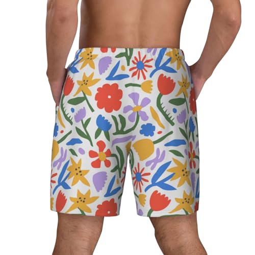 Floral Doodle Funny Men's Swim Trunks Board Shorts Quick Dry-4
