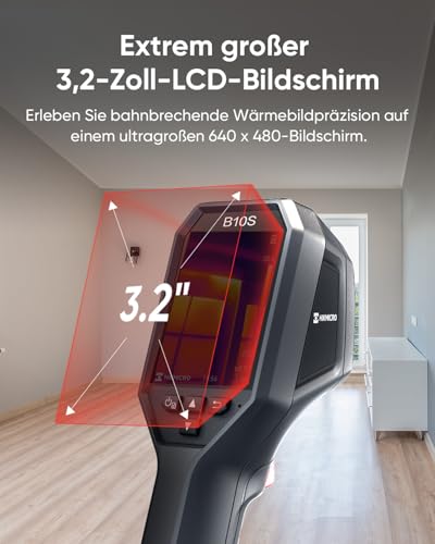 HIKMICRO B10S Wärmebildkamera IR Auflösung 256 x 192, eingebauten 2MP Kamera, Wärmebildkamera für Gebäudeinspektion, 25 Hz Bildwiederholfrequenz, 640 × 480 Auflösung LCD Bildschirm, IP54, -20°C~550°C